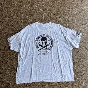 White Graphic Crewneck T-Shirt with Spartan Logo